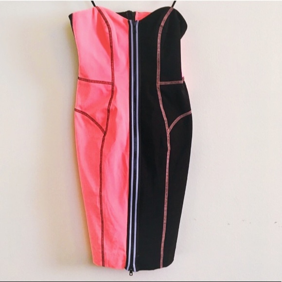 Milly Strapless Colorblock Neon Dress Scuba 2 - Picture 1 of 5